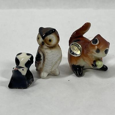 Miniature animals Skunk, Owl, Chipmunk Figurines Kevin Exclusives