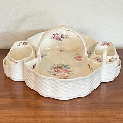 COALPORT ~ Porcelain Three (3) Piece Creamer & Sugar Basket Set