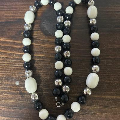 Costume Black and White Bead Necklace