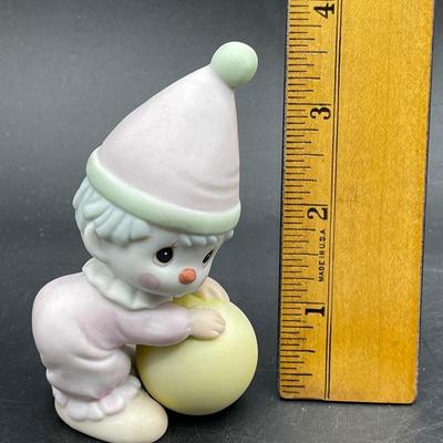 Precious Moments Clown with yellow ball Enesco bisque china figurine