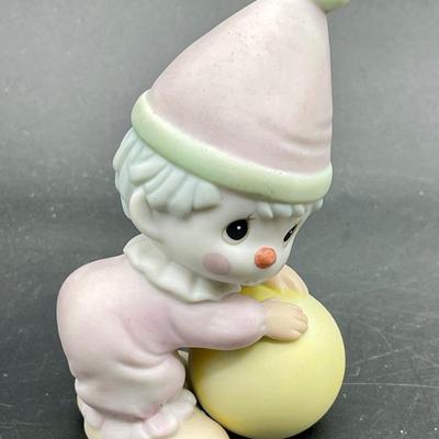 Precious Moments Clown with yellow ball Enesco bisque china figurine
