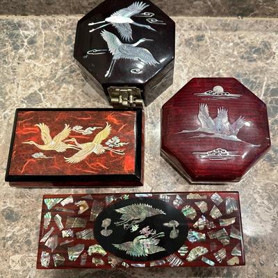 Inlaid Mother of Pearl Jewelry Box lot