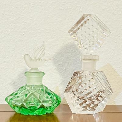 Pair (2) ~ Vtg. Crystal Perfume Bottles