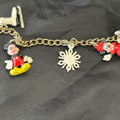 Vintage Collectible Disney On Ice Mickey Minnie Mouse Charm Bracelet