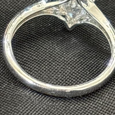 Marquise & Pear Faux Diamond Solitaire Silver Tone cocktail ring