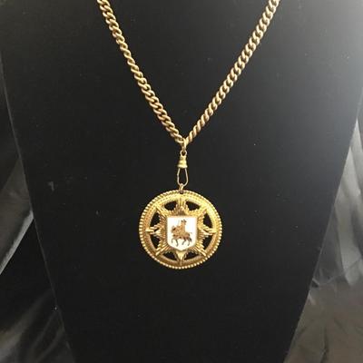 Large vintage brass heraldic star Pendant necklace