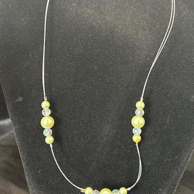 Marked pearl and glass beaded necklace and earrings set