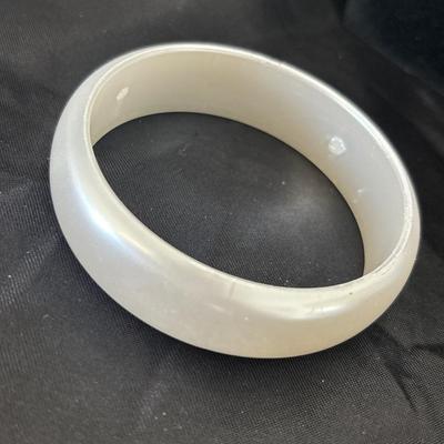 White plastic cuff bangle bracelet