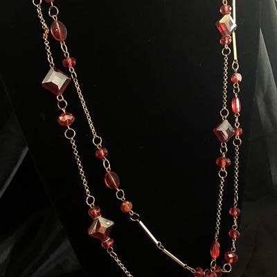 Beautiful red glass Bead necklace