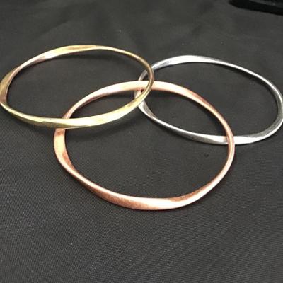 Silver copper brass, toned, bangle, bracelets