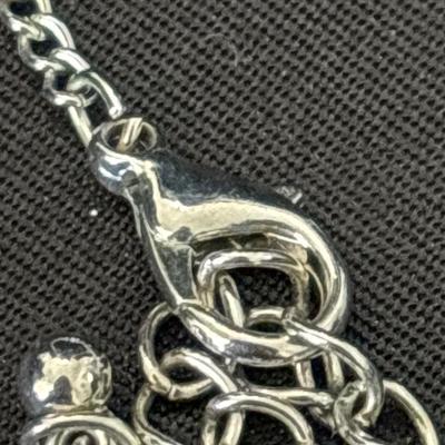 Silver tone zebra stone gems long necklace