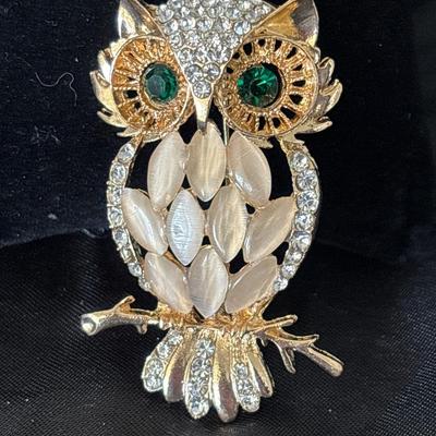 Owl Rhinestone Fashion Brooch Pin