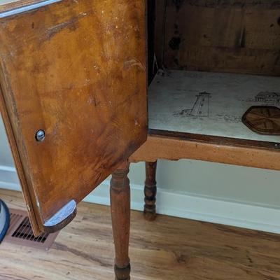 Antique Maple Server / Hunter table Birdseye Maple doors and drawer fronts.