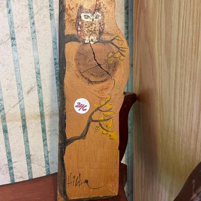 Owl Folk Art Signed Hilda