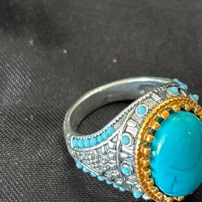 Turquoise tone costume ring