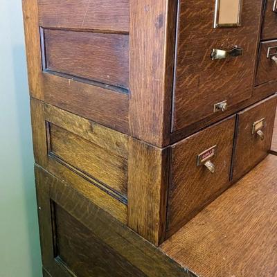 Antique Oak office card and file cabinet