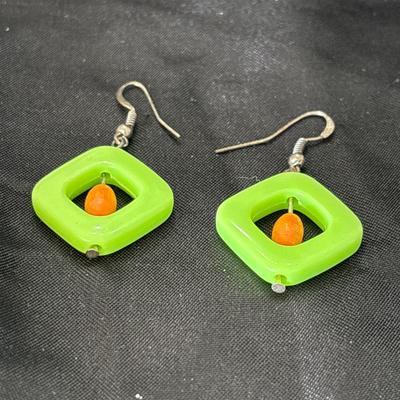 Plastic green shaped earrings