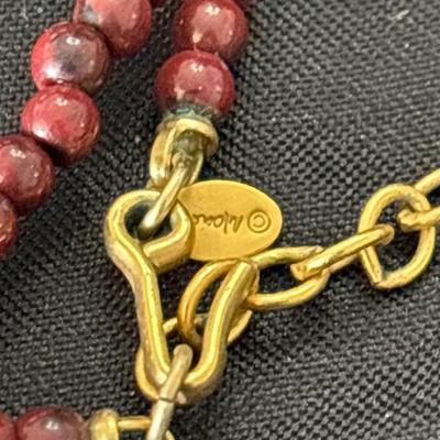 Vintage Monet red beaded necklace