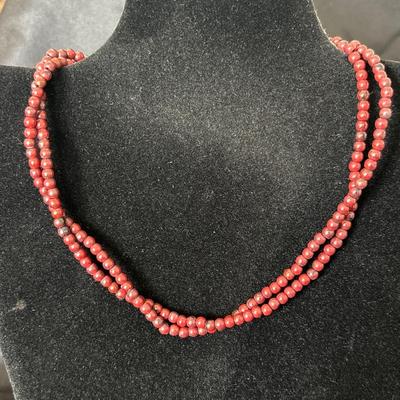 Vintage Monet red beaded necklace