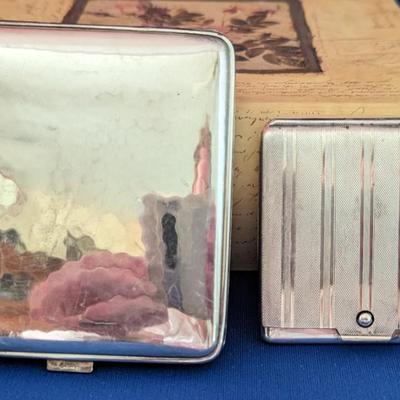 Pair of Vintage German 835 silver cigarette and match case
