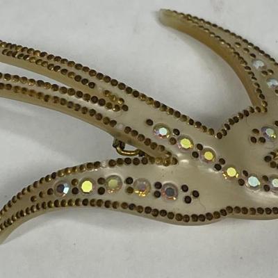 Silver-tone Swallow Bejeweled Hair Clip