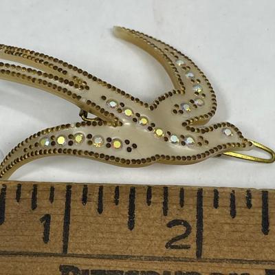 Silver-tone Swallow Bejeweled Hair Clip