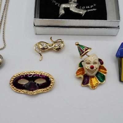 New Orleans Themed Necklace and Brooches