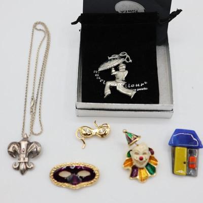 New Orleans Themed Necklace and Brooches
