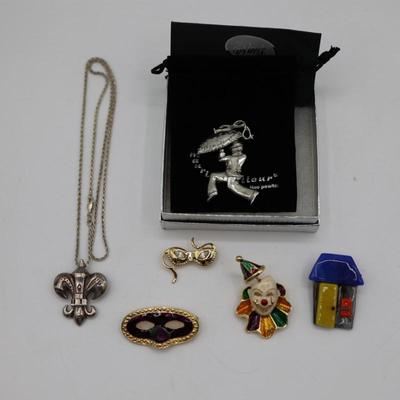 New Orleans Themed Necklace and Brooches