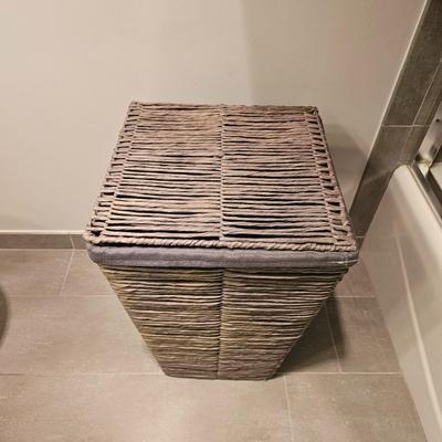 Honey Can Do Coastal Collection Laundry Hamper with Lid, in Cool Grey Color from Bed Bath and Beyond