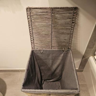 Honey Can Do Coastal Collection Laundry Hamper with Lid, in Cool Grey Color from Bed Bath and Beyond