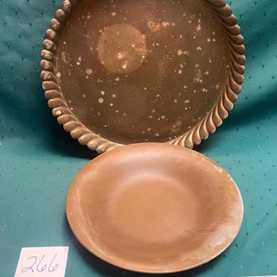 Vintage Wooden Bowl and Metal Tray