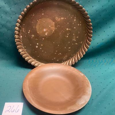 Vintage Wooden Bowl and Metal Tray