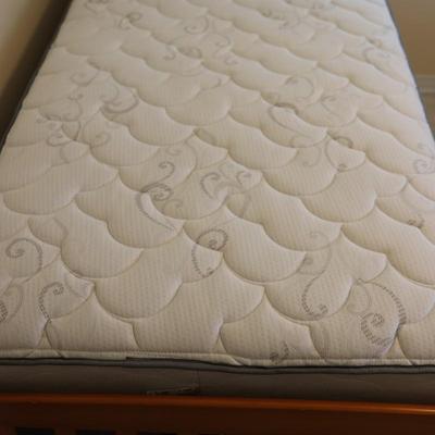 Wood Twin Bed Frame with Serta Mattress and Box Spring