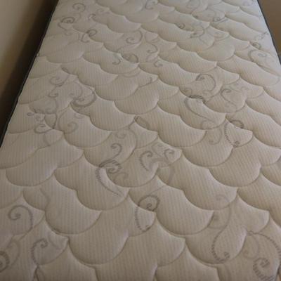 Wood Twin Bed Frame with Serta Mattress and Box Spring