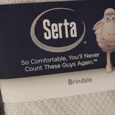 Wood Twin Bed Frame with Serta Mattress and Box Spring