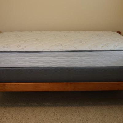 Wood Twin Bed Frame with Serta Mattress and Box Spring