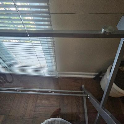 L Shaped Glass Desk and Office Chair
