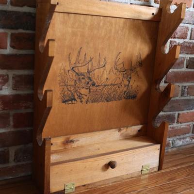 EVANS SPORTS - Solid Wood Four Gun Wall Rifle Rack
