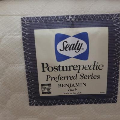 Queen Sealy Posturepedic Mattress & Box Spring on Bed Frame