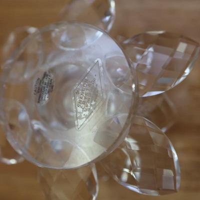 Set of Two Crystal Lotus Candle Holders in Original Box