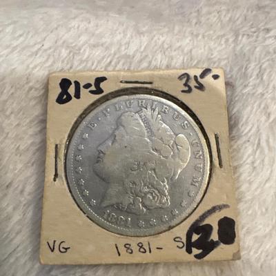 1881 S Morgan U S coin 1$ silver