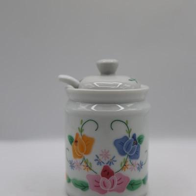 Vintage Jelly Jar with Spoon and Lid