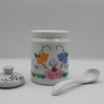 Vintage Jelly Jar with Spoon and Lid