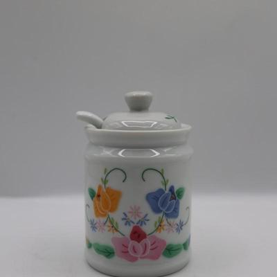 Vintage Jelly Jar with Spoon and Lid