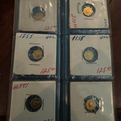 Lot of (6) 1850s Fractional Gold pieces