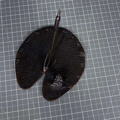 Bronze Lilly Pad Sun Dial With Frog