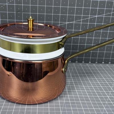 Copper Double Boiler Fondue Pot 