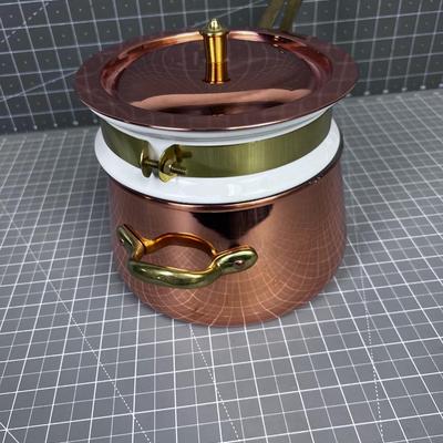 Copper Double Boiler Fondue Pot 