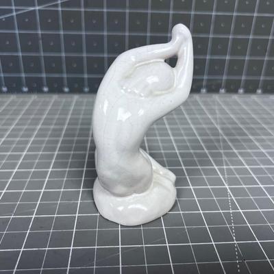 Vintage Ceramic NUDE Figurine, Signed L. Hjorth, DENMARK 573A 
